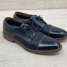 CHAPS Mens Black Cap Toe Oxford Dress Shoes Size 9.5 Wide