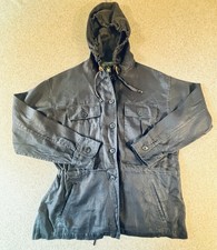 Lauren Ralph Lauren Women Utility Jacket M Navy Blue Hooded Button Up Cinched