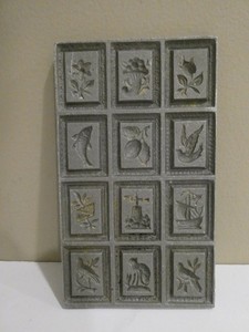 Vintage Cookie Mold Springerle Press Stam, Flowers, Birds, Animals
