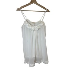 NWT Flora Nikrooz Sheer White XL Chemise Lingerie NightGown Floral Rosettes READ