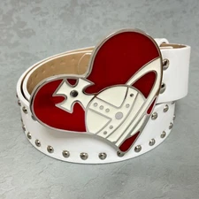 Vivienne Westwood Belt Heart Buckle White Total Length: 107cm Width: 3.8cm
