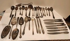 Vintage (Lot of 34) Silverplate & Mid Century Flatwear Serving Spoons Misc