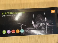 Electronic Drum Kit Roll Up Quiet Drum Pad - Black With Built In Speakers!