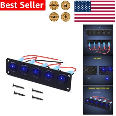Marine Switch Panel 5 Gang 20A Waterproof On-Off Toggle 12V 24V SUV ATV Yacht