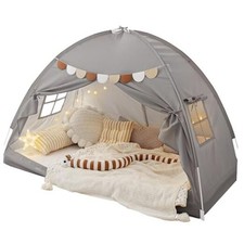 Bed Tent Bed Canopy Bunk Twin Size for Kids, Toddler Tent Indoor Twin Grey