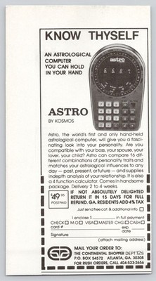 Astro Kosmos Astrological Computer Calculator Hand Held 1979 Print Ad