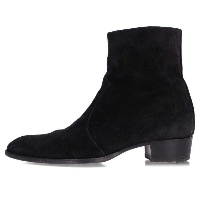 Stivali corti Saint Laurent neri scamosciati zip laterale taglia 39 5 uomo autentici