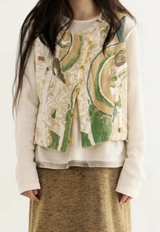 CONP Citizen Of No Place Unisex Sz L Mural Painted Waistcoat Vest Art To Wear