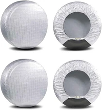 Amfor Tire Covers Set of 4, Waterproof Fit 24-26 Inch Diameters, Silver 