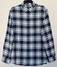 NEW CHAPS Performance Men's L/S Dress Shirt Size 2XL Blue Flannel Plaid Shirt