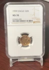 1999  AMERICAN $5 GOLD EAGLE 1/10 OZ NGC MS70
