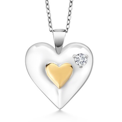 Keren Hanan Gemstone Birthstone 2 Heart Love Treasure Pendant Necklace for