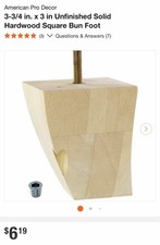 Zestaw 4 - 3 3/4 cala. x 3 w niedokończonym lite drewno liściaste kwadratowa stopa bułka