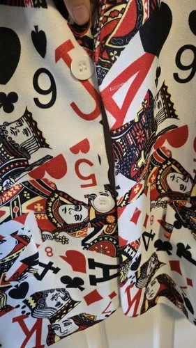Playing Card Blazer Unisex L XL Casino Vegas Poker Halloween Statement Jacket image 5