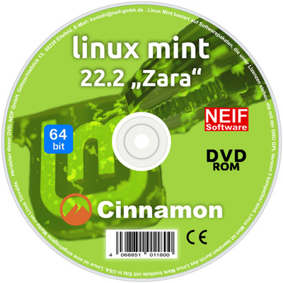 Linux Mint 22.2 ''Zara'' Cinnamon Deutsch auf DVD oder USB-Stick NEU 2025