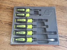 NEW Snap-on Tools USA 6pc Soft Grip HI VIZ Combination Screwdriver Set SGDX60BHV