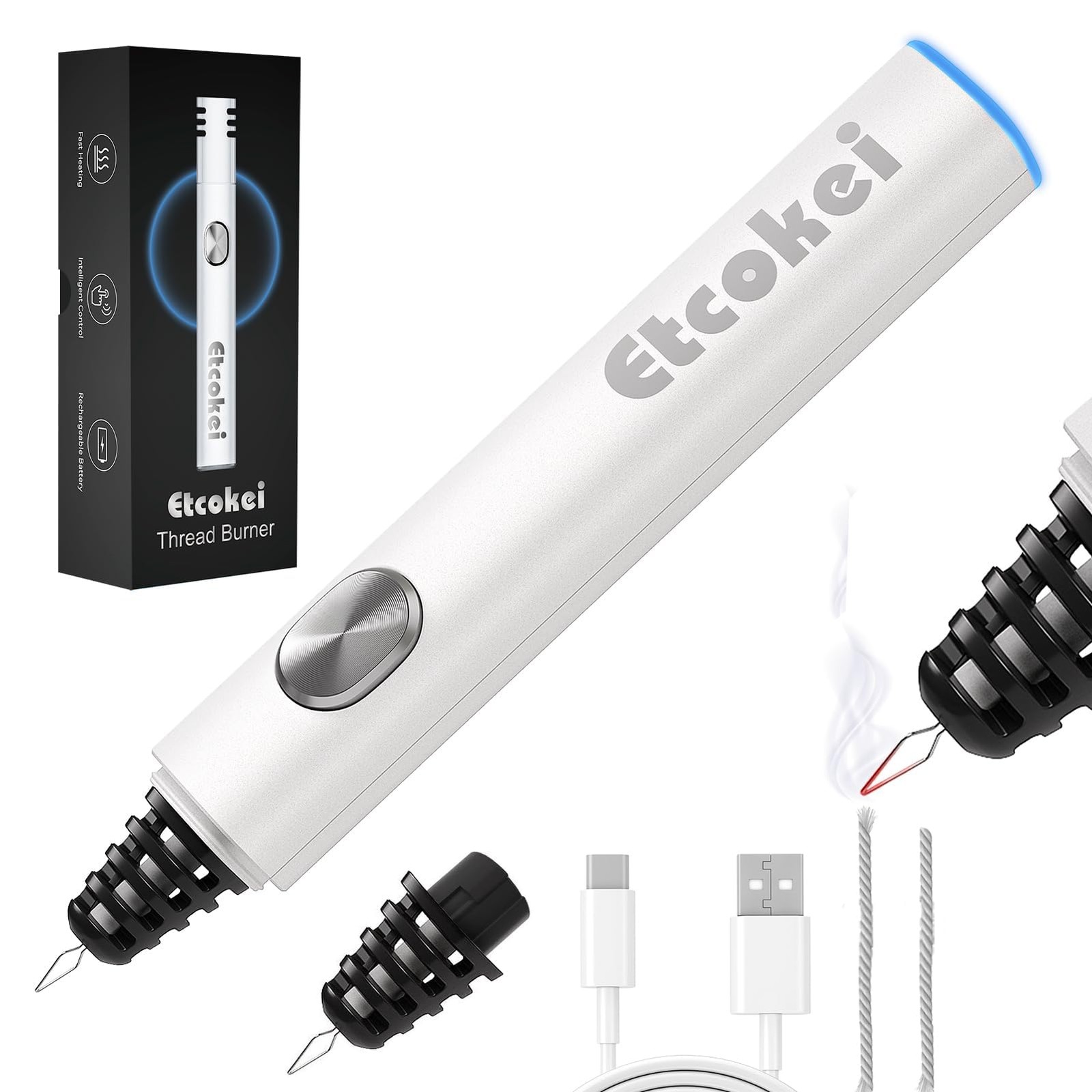 Thread Burner with A Tip, Rechargeable Thread Zapper Tool, C