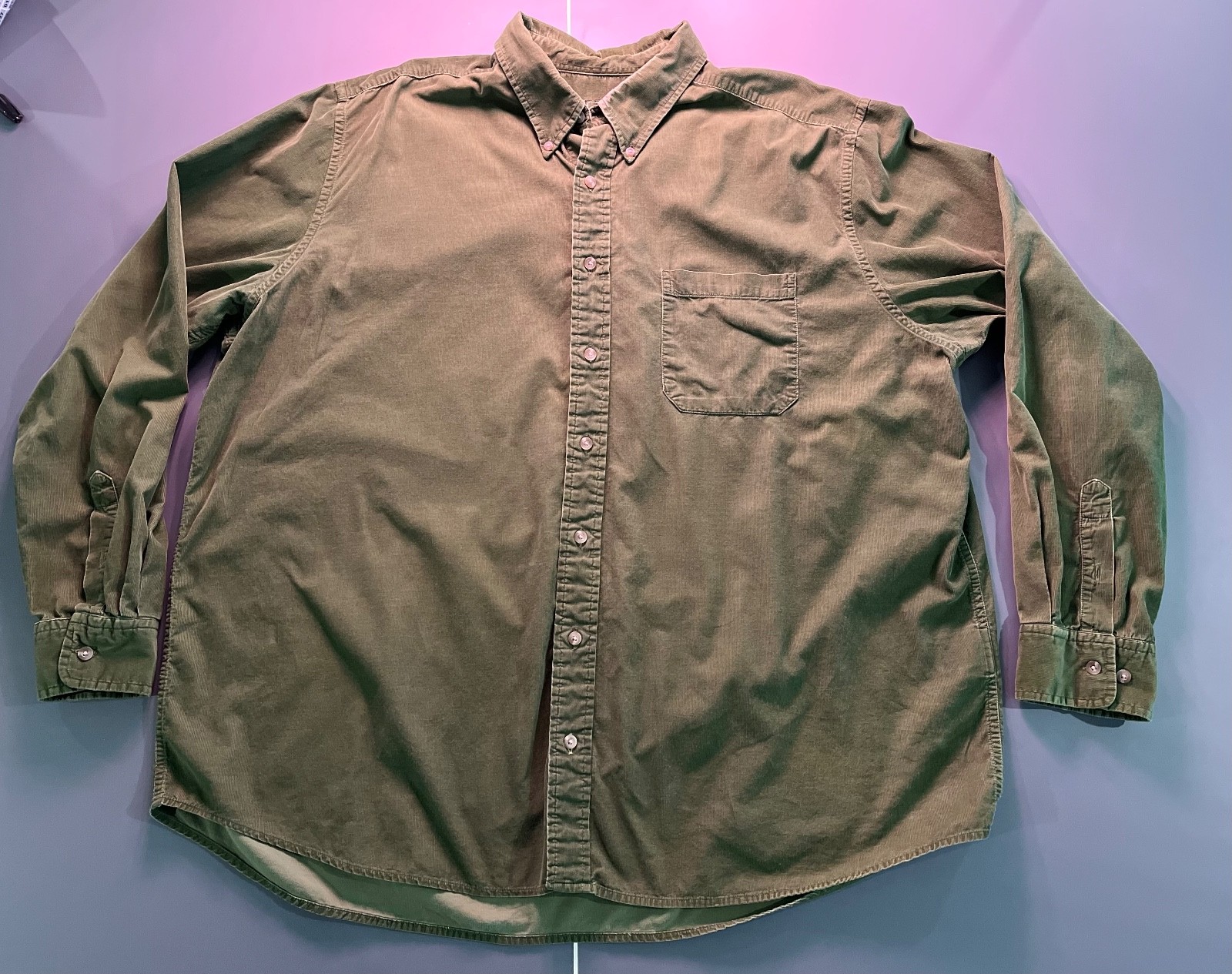 eddie bauer corduroy shirt mens tall xxl forest green 100% cotton