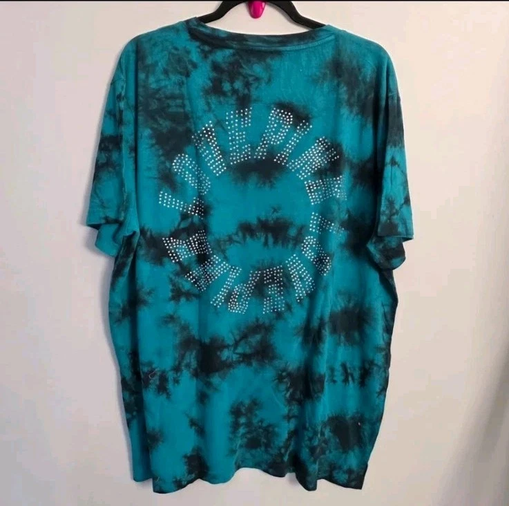 Camiseta Victoria's Secret ROSA Brillo Campus Manga S Verde Tie Dye Estrás Talla XXL Foto 4 de 4