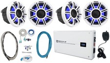  4 KICKER 51MSC65 MSC65 6.5" 200 Watt Premium Marine Speakers Amplifier Amp Kit