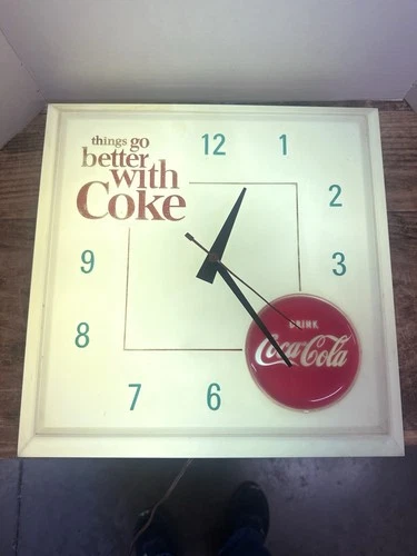 Vintage 1960s Coca-Cola Hanover Lighted Wall Clock Things Go Better With Coke