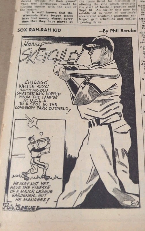 MAY 13, 1942 NEWSPAPER PAGE #2328- HARRY SKETCHLEY, CHICAGO WHITE SOX BASEBALL ⚾