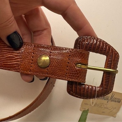 Vintage Genuine Lizard Leather Belt Made in Italy Brown Exotic Skin 1\