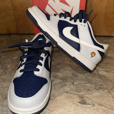 (NEW)Nike DUNK Low BG Grey Midnight Navy Blue UV Reactive Shoes S 7Y GS 