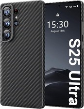 memumi Galaxy S25 Ultra Case Minimalist NO - Case Feeling Aramid Fiber Black