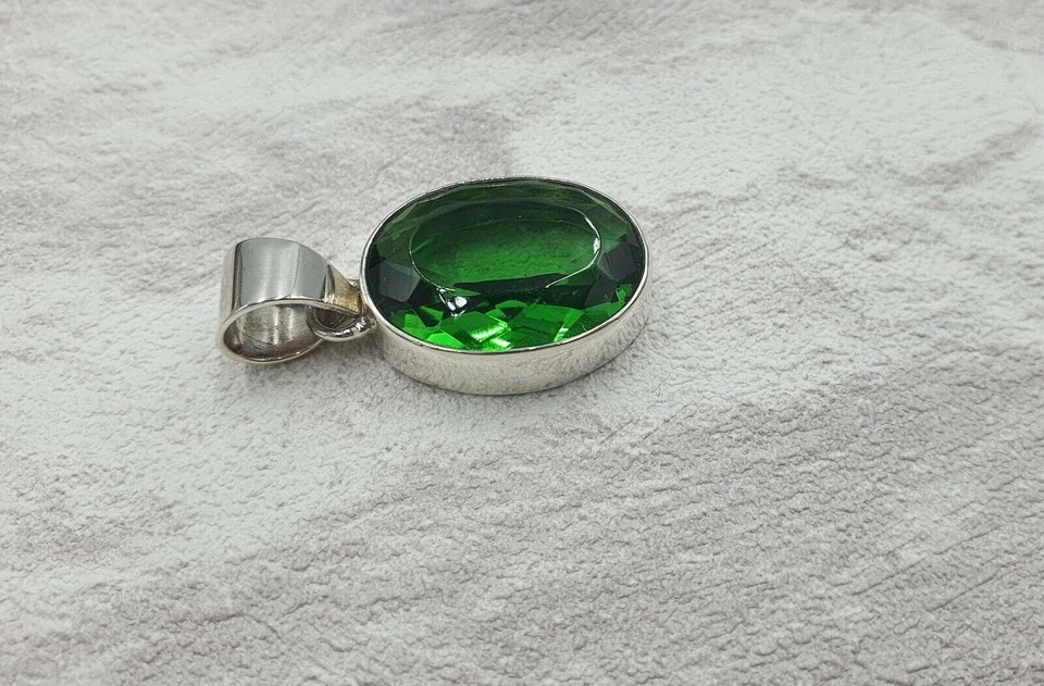 Colgante de Mujer 925er Plata Gema Verde Obsidiana Natural Hecho a Mano Regalo - Imagen 3 de 4