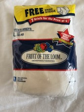 Vintage 1995 Mens Fruit of the Loom White Briefs 7 Pack Size Large 38-40 USA New