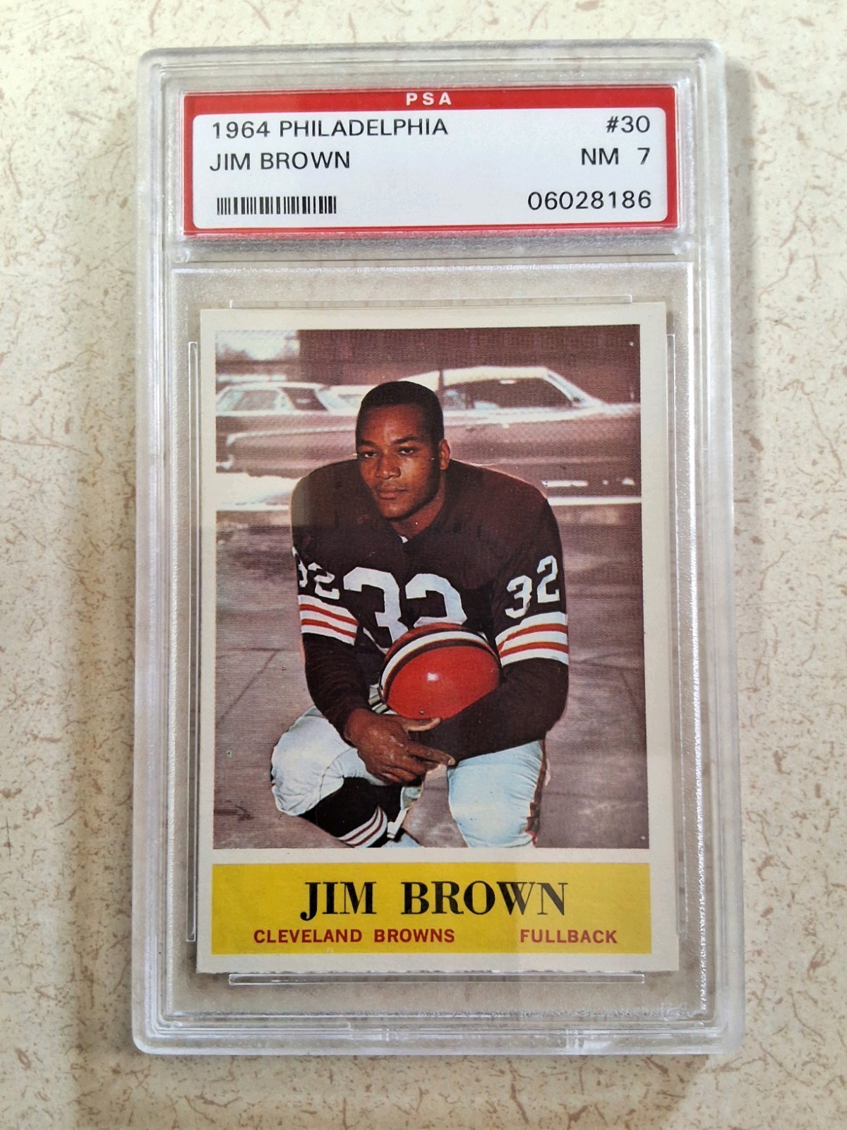 1964 Philadelphia Jim Brown #30 PSA 7 view 1