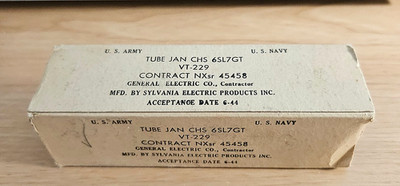 6SL7GT SYLVANIA JAN CHS VT-229 VINTAGE AUDIO TUBE NOS NIB (1944) eTRACER #12D10