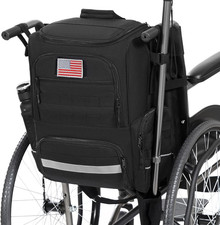 Wheelchair Backpack, Wheelchair Bag to Hang on Back with Thermal Insulation Pock