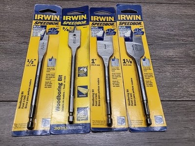 Lot Of 4 Irwin Speedbor Wood Bits ½'', ¾'', 1'', 1 '' See Photos