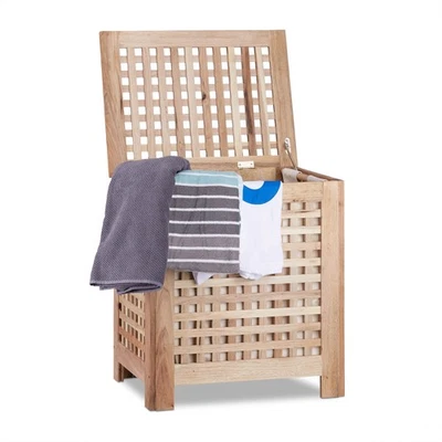 Wäschetruhe Wäschekorb Wäschebox Wäschebehälter Wäschekiste 70 l geölt 70 Liter - Bild 1 von 4