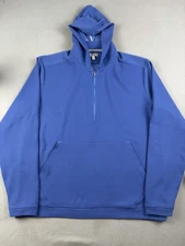 Peter Millar Sweater Mens Large Sailr Blue Waffle Knit Half Zip Hoodie Golf