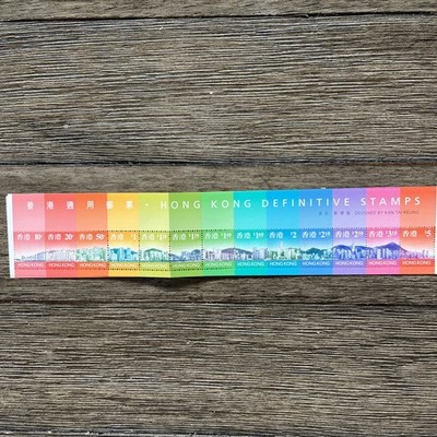 1997 Vintage Hong Kong Definitive Stamps Strips - Panoramic View Of Hk Skylines