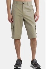George Men  s Below the Knee Messenger Cargo Shorts Stone Wash Khaki 14" Sz 40