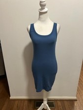 FashionNova Tank Mini Dress Sleeveless Blue Stretch Round Neck Sz Med Clubwear
