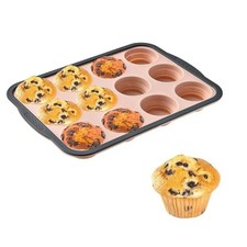 Silicone Muffin Pans for Baking with Metal Frame, 12 Cup Silicone Muffin Pan,...