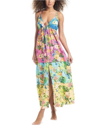 Bar III Women's Tiered Printed Ruffle Cover-Up Dress Multicolor, Size-M