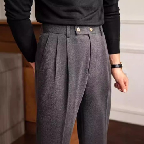 Hombres Pantalones Británicos Retro Negocios Nápoles Cortina Rectos Informales Pantalones Viajes - Imagen 2 de 24