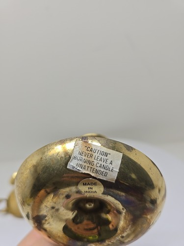 2 Brass Chamble Candle Candlestick Holder With Finger Loop Small Handmade D69 - Picture 6 of 12