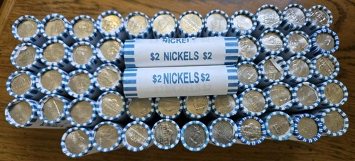 2 Original Bank Wrapped OBW Rolls Nickels From Sealed Bank Box, Poss. 2024 D? P?