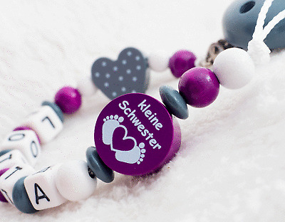 ♥ Schnullerkette mit Namen ♥ Eule Pink mit Herz ♥ Handgefertigt ♥ Mädchen ♥ Baby