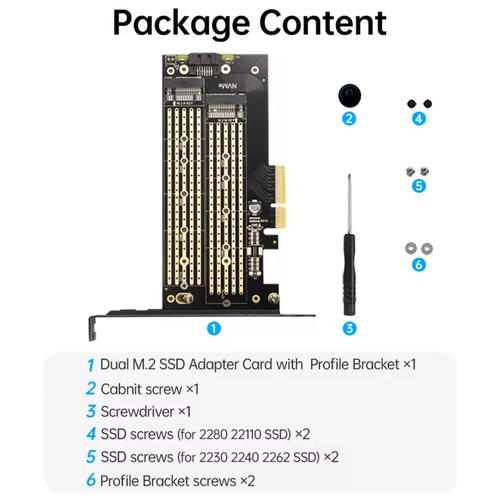 JEYI Dual M.2 PCIE 4.0 Adapter für NVMe / NGFF SSD, NVME und SATA SSD auf PCIe - Bild 6 von 7