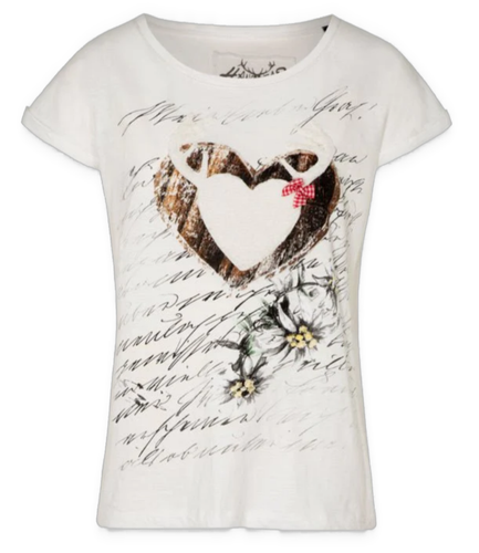 Trachten T - Shirt, Hangowear, M 36 38 Herz hirsch offwhite weiß Anabel Hirsch - Bild 1 von 10