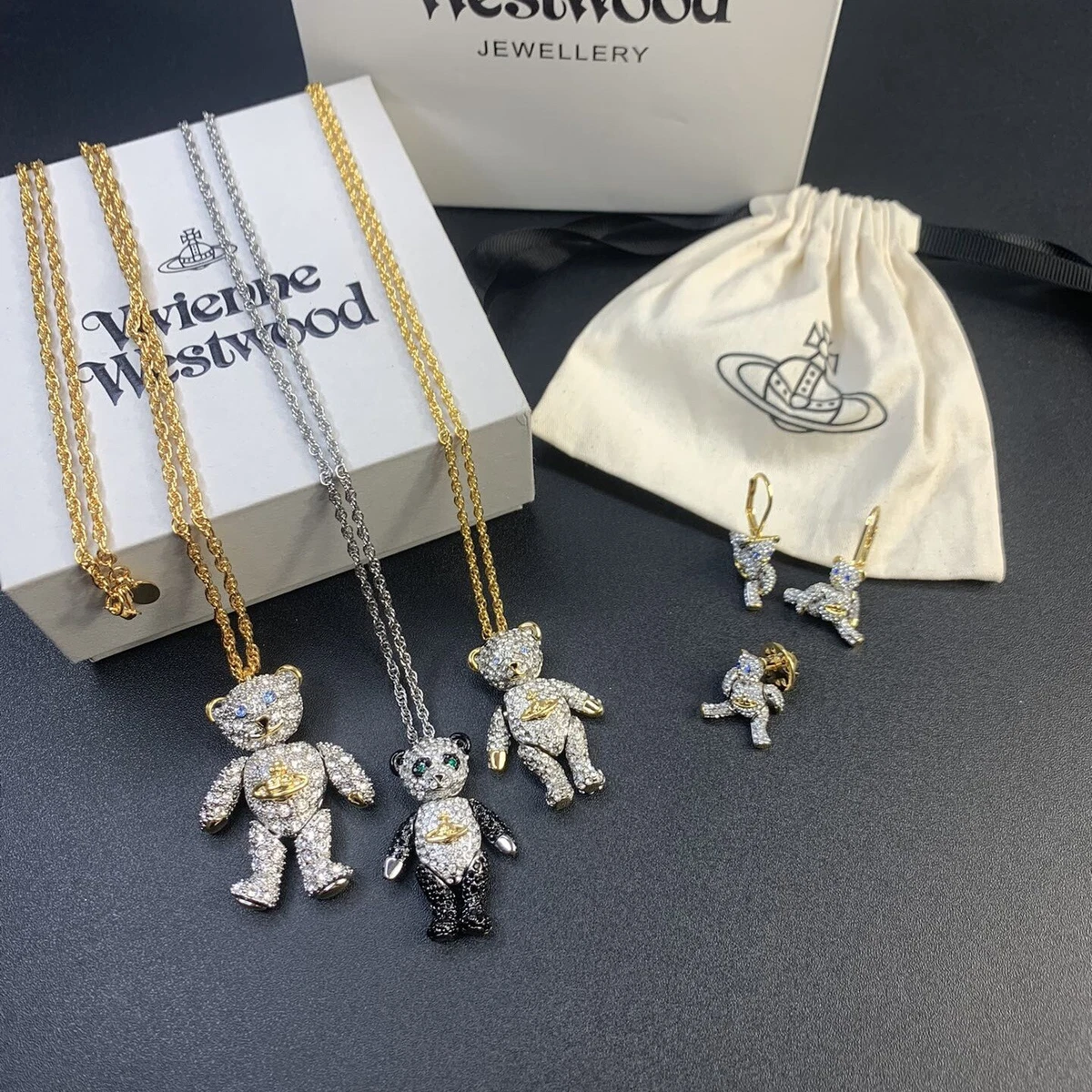 Vivienne Westwood Saturn Rhinestone bear Necklace eBay