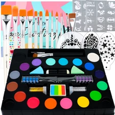 Bowitzki 18 Colors Face Paint Kit For Kids Christmas Makeup with Pro Art Brushes